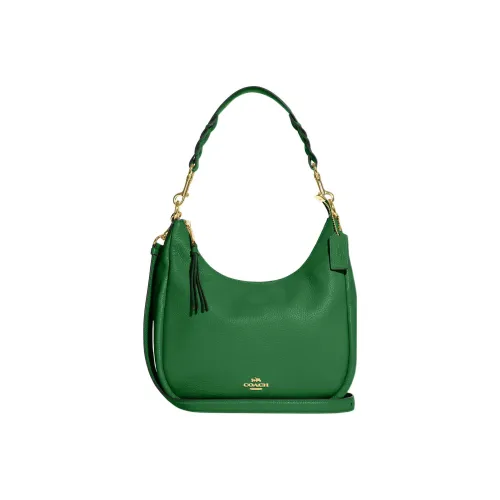 COACH Jules Утонченный Pebble Кожа Сумка через плечо Сумка на плечо Большая Женская Зеленая