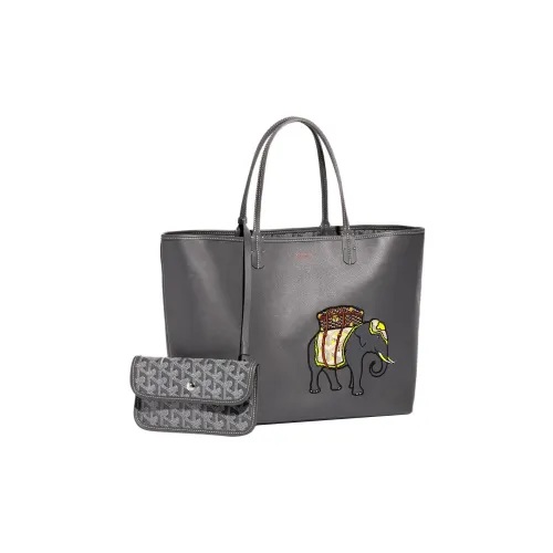 GOYARD Anjou Телячья кожа Холст Тоут Сумка Сумка для покупок Сумка Маленькая Женская Серый Желтый