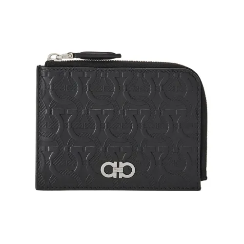 FERRAGAMO Travel Embossed Кожаный держатель для карт держатель для карт Мужской Черный