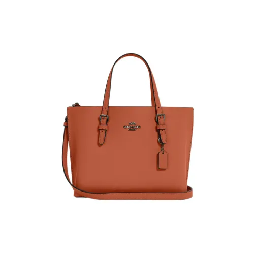 COACH Mollie Двойная сторона кожаная сумка через плечо сумка среднего размера женская закатный красный