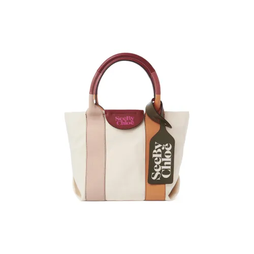 See By Chloe Laetizia Холст Сумка-тоут Сумка для покупок Холст Сумка Сумка Маленькая Женская Оранжевая Бежевая Розовая