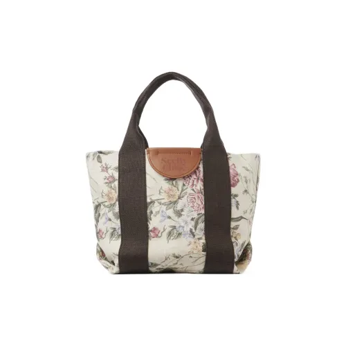 See By Chloe Laetizia Linen Leather Details Tote Bag Shopping Bag Shoulder Bag Handbag Small Women's Beige