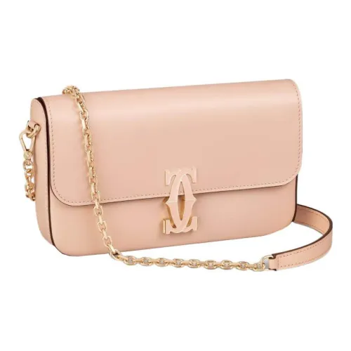 Cartier C De Cartier Collection Телячья кожа Сумка через плечо Сумка на плечо Мини Женская Нюдово-розовая