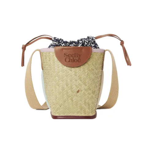 See By Chloe Laetizia Хлопок Холст Ведрообразные Сумки Сумки через плечо Сумка на плечо Женская Бежевая