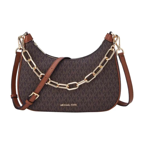 MICHAEL KORS Сумка через плечо из искусственной кожи большая женская темно-коричневая и желудочно-коричневая