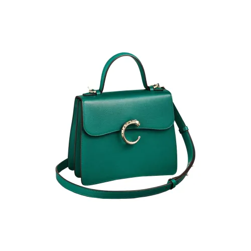 Cartier Сумка Panthère De Cartier, Маленький Размер Телячья Кожа Темно-зеленого Цвета, Позолоченная Отделка