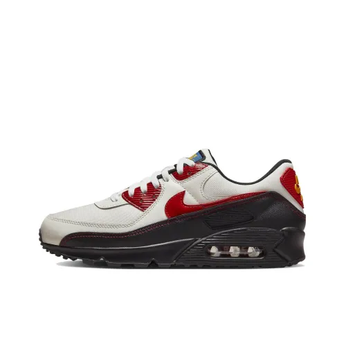 Nike Air Max 90 Low Топ Беговые кроссовки Мужские Белый Красный Черный