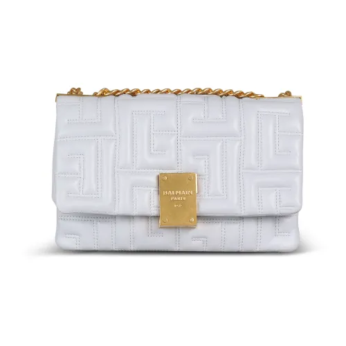 BALMAIN 1945 Lambskin Handheld Portable Crossbody Bag Shoulder Bag Women's Gray BALMAIN 1945 Lambskin Ручная переносная сумка через плечо плечевая сумка женская серый