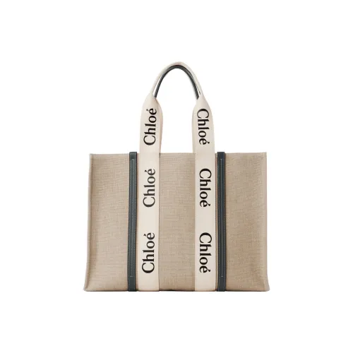 Chloe Woody Холст и Кожаная Сумка-Тот Сумка для покупок Сумка через плечо Сумка Большая Женская