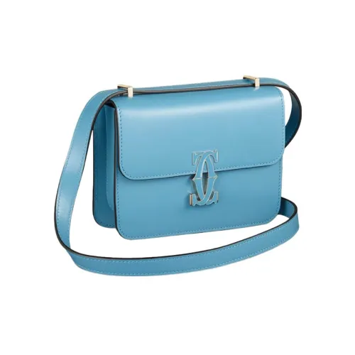 Cartier C De Cartier Collection Телячья кожа Сумка через плечо Экстра мини Женская Синяя