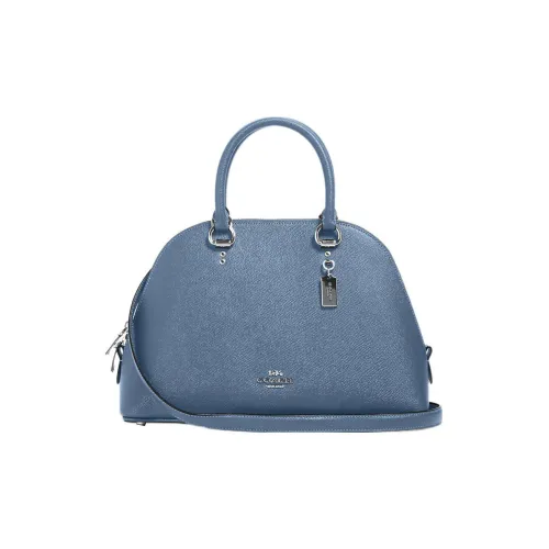 COACH Katy Крестообразная текстура Кожа Сумка Сумка через плечо Сумка через плечо Большая Женская Индиго