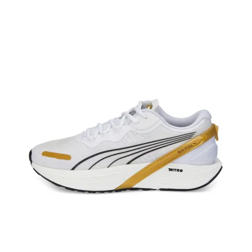 PUMA Run XX Nitro Low Топ Беговые кроссовки Женские Белый Черный Золото