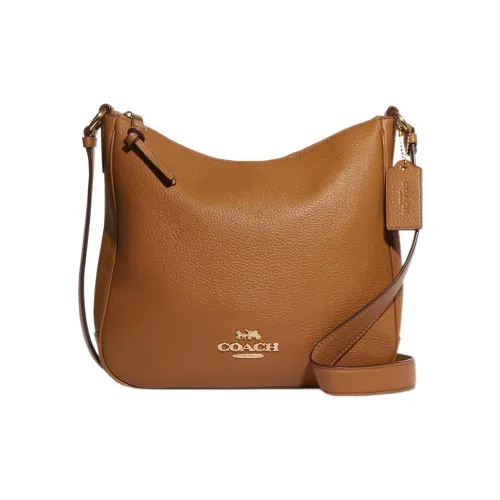 COACH Ellie Pebble Кожа Сумка для документов Сумка через плечо Средняя Женская Седло