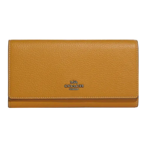 COACH Slim Wallet Утонченный Pebble Кожа Держатель для карт кошелек Женские Daffodil Цвет