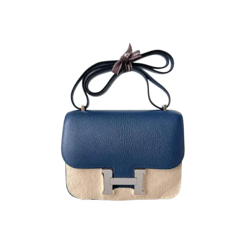 HERMES Constance Mysore Шевро Тофу Сумка через плечо Мини Женская Темно-синий Новый Verona Зеленый