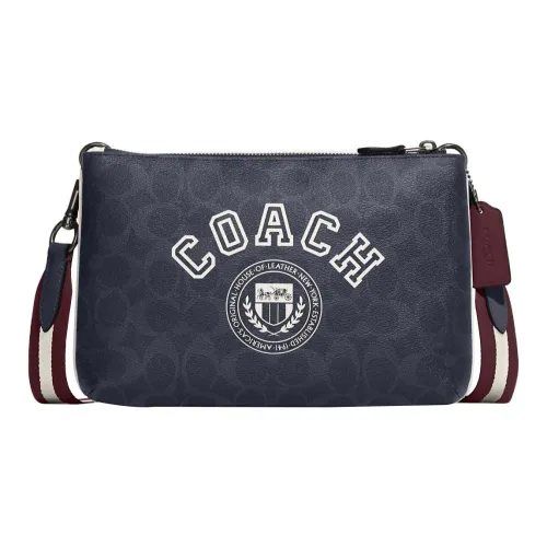 COACH Everett Искусственная кожа Сумка через плечо Большая Мужская Деним и Мел Белый