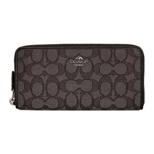 COACH Accordion Zip Wallet Ткань Держатель для карт кошелек Женские Темно-коричневый