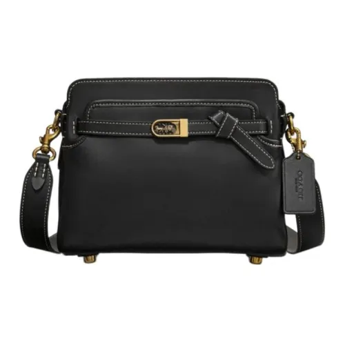 COACH Tate Дубленая кожа Перчатка Сумка через плечо Сумка через плечо Сумка среднего размера Женская Черная