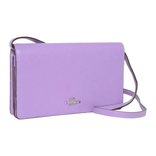 COACH Foldover Кожа Маленькая Квадратная Сумка Сумка через плечо Маленькая Женская Таро Фиолетовый