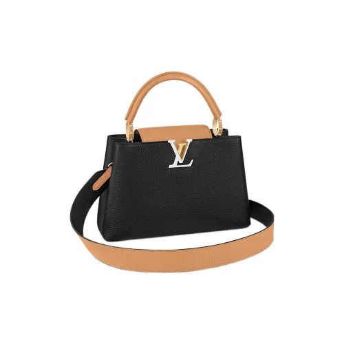 LOUIS VUITTON Capucines Taurillon Кожа Kapusin Через плечо Тоут Сумка Over Одно плечо Средний Женские Черный хаки