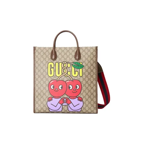GUCCI Canvas с кожаными вставками тоут сумка для покупок сумка через плечо сумка среднего размера мужская коричневая
