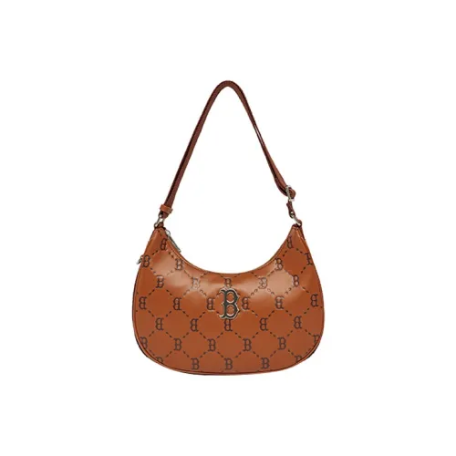 MLB MONOGRAM Коллекция Полиэстер Half moon Сумка Маджонг Маленькая Сумочка Сумка через плечо Большая Унисекс Коричневая