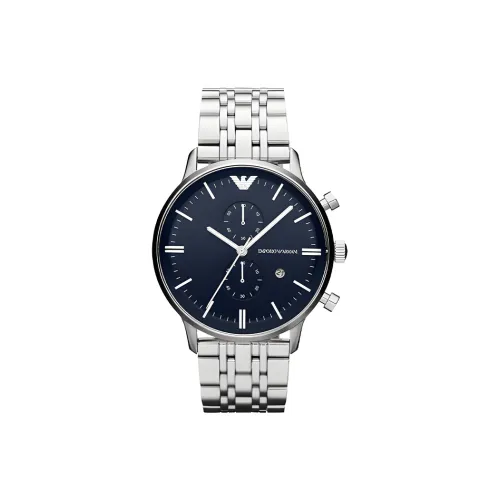 EMPORIO ARMANI Pilot Collection Мужские часы Кварцевый механизм Ремешок из нержавеющей стали Синий циферблат