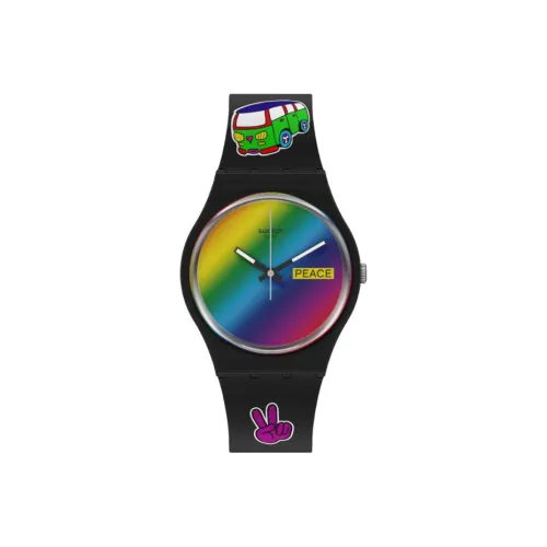Swatch Quartz Механизм Унисекс Часы Черный Циферблат Керамические Корпус Часы Силиконовый Ремешок