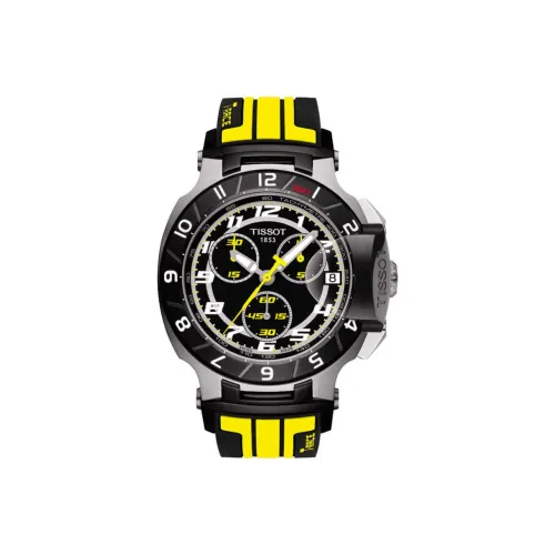 TISSOT Race Collection Кварцевый механизм Мужские часы 50,26 мм Черный циферблат Корпус из нержавеющей стали Резиновый ремешок