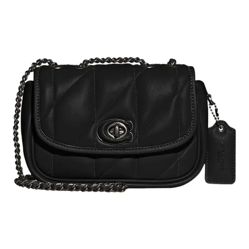 COACH Pillow Кожа Сумка через плечо Сумка на плечо Средняя Женская Черная