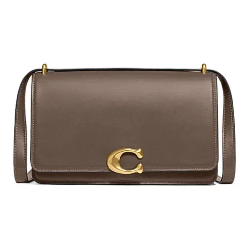 COACH Bandit Коровья кожа Сумка через плечо Сумка на плечо Женская Латунь Темный каменный цвет