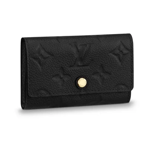 LOUIS VUITTON Монограмма Тисненая Коровья Кожа Key Pouch Женская Черная