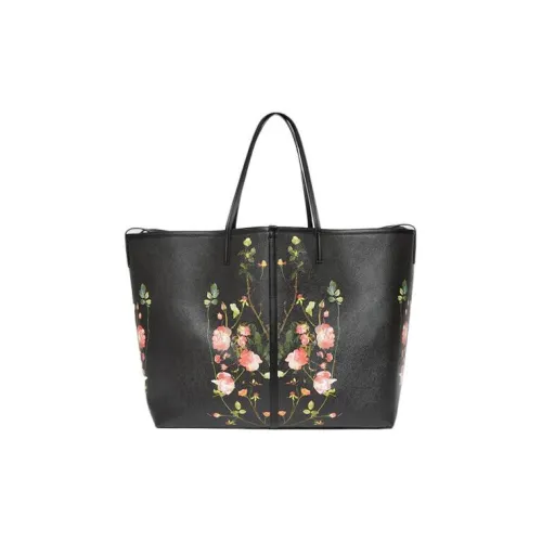 Burberry Холст и Кожа Декор Сумка-тоут Сумка для покупок Сумка через плечо Сумка Экстра-большая Женская Черная