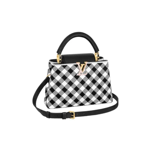 LOUIS VUITTON Capucines Taurillon Кожа Сумка через плечо Сумка Маленькая Женская Черная Белая