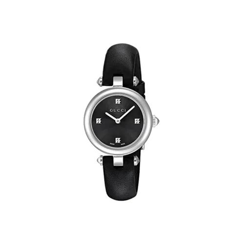 GUCCI Наручные часы Кварцевый механизм Коровья кожа Ремешок Черный циферблат Женские