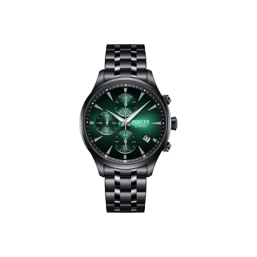 POSCER Кварцевый механизм Часы Мужские Зеленый циферблат 50110M.BBL