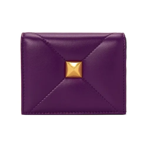 Valentino Roman Stud Сшитый Nappa Коровья кожа Держатель для карт кошелек Маленький Женский