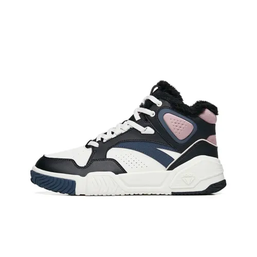 ANTA Flame Abrasion-resistant High Top Скейтборд Кроссовки Женские Черный Белый Фиолетовый