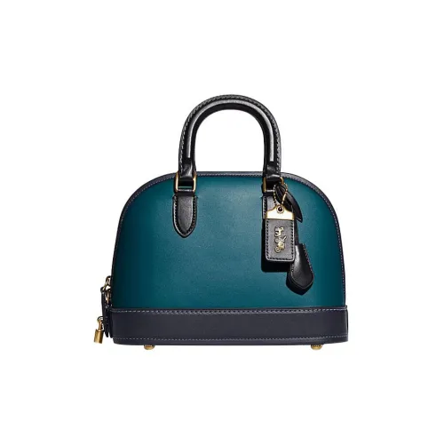 COACH Revel Коровья кожа Сумка через плечо Сумка среднего размера Женская Черная и Синяя