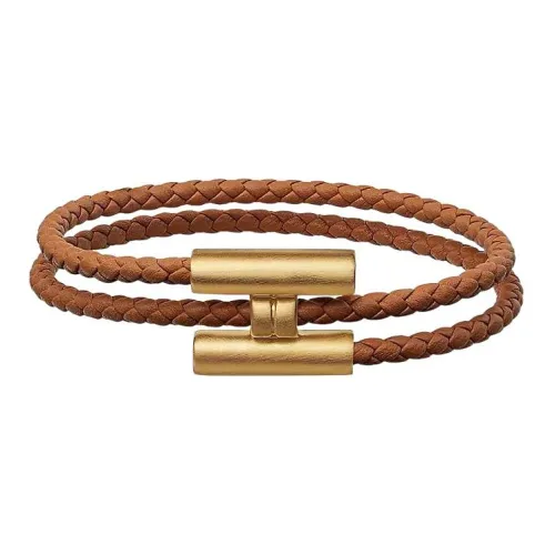 HERMES Tournis Tresse Металлические браслеты Коричневый Унисекс