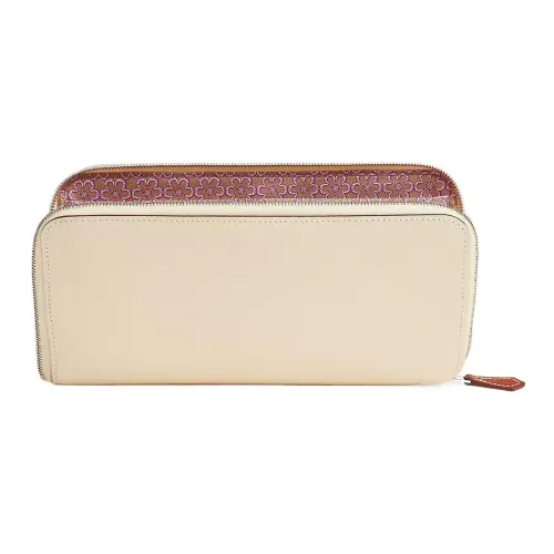 HERMES Silk'In Epsom And BARENIA Телячья кожа Держатель для карт кошелек Женские Кремово-белый Молочно-чайный Фиолетовый Розовый