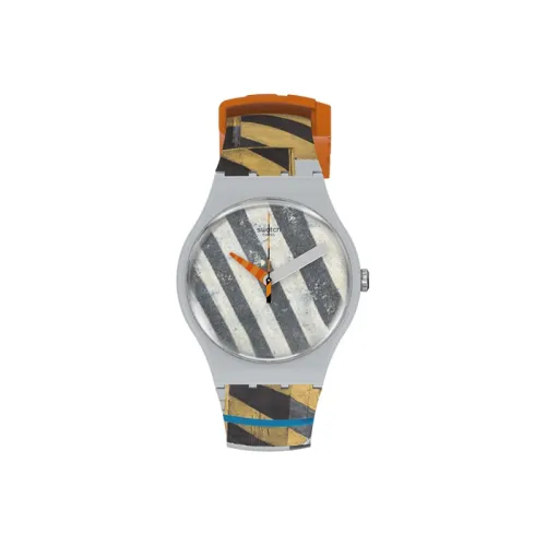 Swatch Quartz Механизм Мужские часы 41 мм Серый циферблат Пластиковый корпус Часы силиконовый ремешок