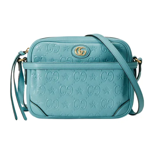 GUCCI Сумка через плечо из кожи женская светло-синяя