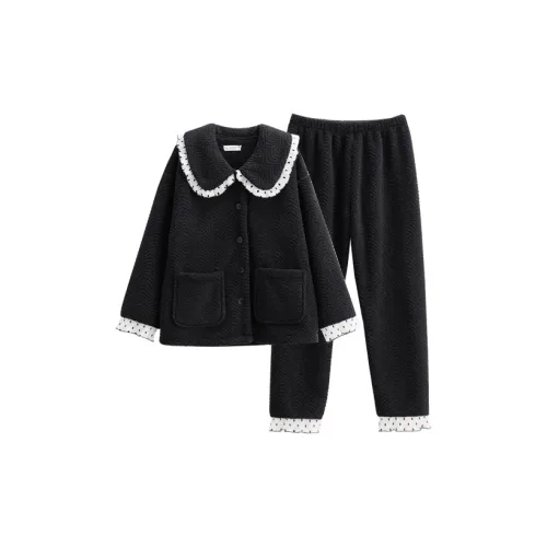 Q'NIANMA Пижамный комплект Женские Кристальный камень Черный