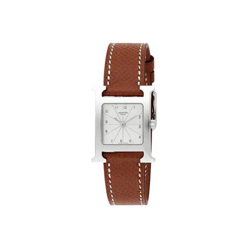 HERMES Наручные часы Кварцевый механизм Кожаный ремешок Белый циферблат Женские часы HH1,210.260 VBA1