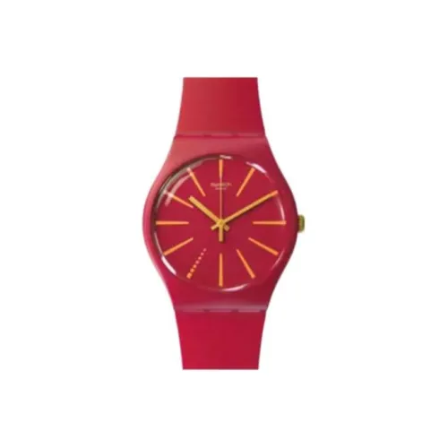 Swatch Quartz Механизм Женские часы Красный Циферблат часов Пластик Корпус часов Пластик Ремешок