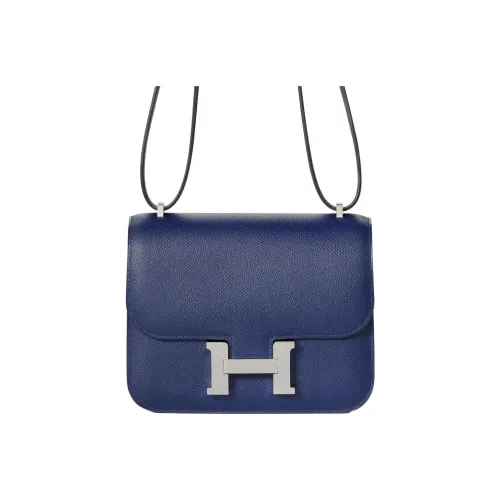 HERMES Constance Эпсомская кожа Сумка через плечо Мини Женская 73 BLEU Saphir Сапфирово-синий