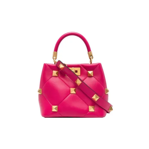 Valentino Roman Stud Кожа Сумка через плечо Сумка Маленькая Женская Фуксия