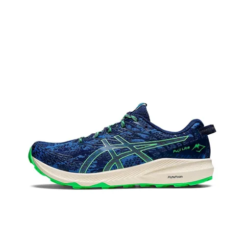 Asics Fuji Lite 3 Low Топ Повседневные Беговые Кроссовки Мужские Темно-синий Зеленый