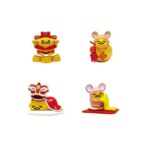 LIOH TOY Sanrio Gudetama Новый год Благословение Мягкая игрушка с золотым яйцом Счастливый рисунок Цельная коробка 4 шт